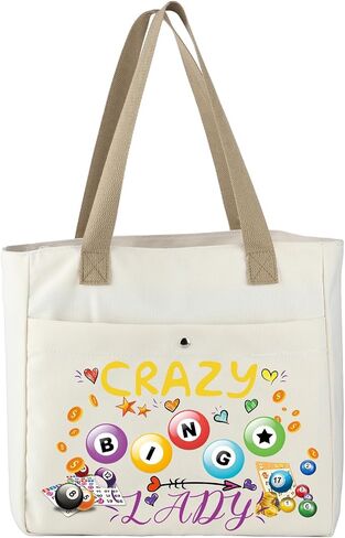 MBMSO Bingo Tote Bag Large Bingo Lover Gift for Bingo Players Bingo Game Bag Crazy Bingo Lady Bag Bingo Gambler Gift in Saudi Arabia