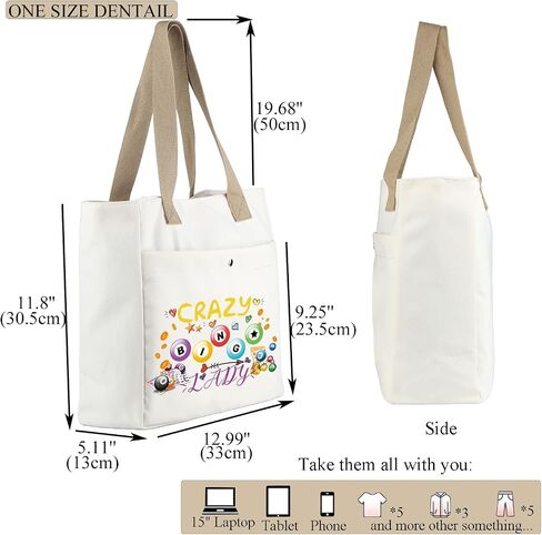 MBMSO Bingo Tote Bag Large Bingo Lover Gift for Bingo Players Bingo Game Bag Crazy Bingo Lady Bag Bingo Gambler Gift in Saudi Arabia