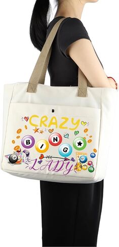 MBMSO Bingo Tote Bag Large Bingo Lover Gift for Bingo Players Bingo Game Bag Crazy Bingo Lady Bag Bingo Gambler Gift in Saudi Arabia