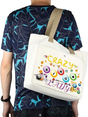 MBMSO Bingo Tote Bag Large Bingo Lover Gift for Bingo Players Bingo Game Bag Crazy Bingo Lady Bag Bingo Gambler Gift in Saudi Arabia