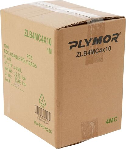Plymor 4" x 10" (Pack of 200), 4 Mil Heavy Duty Zipper Reclosable Plastic Bags in Saudi Arabia