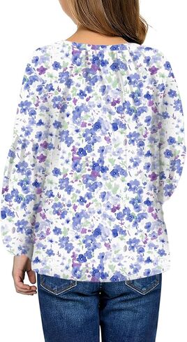 blibean Girl Flower Bell Sleeve Blouse Floral Fall Tops 4-15 Years in Saudi Arabia