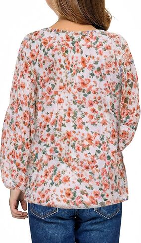 blibean Girl Flower Bell Sleeve Blouse Floral Fall Tops 4-15 Years in Saudi Arabia