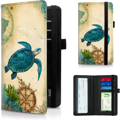 Checkbook Cover for Men and Women Personal Checkbook PU Leather Check Book Credit Card Holder Wallet with RFID Protection & Built-in Pen Holder for Duplicate Checks,Beach Coconut Tree in Saudi Arabia