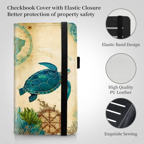 Checkbook Cover for Men and Women Personal Checkbook PU Leather Check Book Credit Card Holder Wallet with RFID Protection & Built-in Pen Holder for Duplicate Checks,Beach Coconut Tree in Saudi Arabia