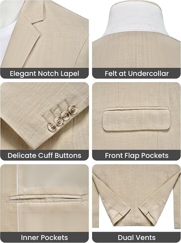 MAGE MALE Men's 2 Piece Linen Suits Set Casual Lightweight Blazer Jacket and Pants for Wedding Business Prom in Saudi Arabia