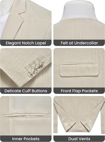 MAGE MALE Men's 2 Piece Linen Suits Set Casual Lightweight Blazer Jacket and Pants for Wedding Business Prom in Saudi Arabia