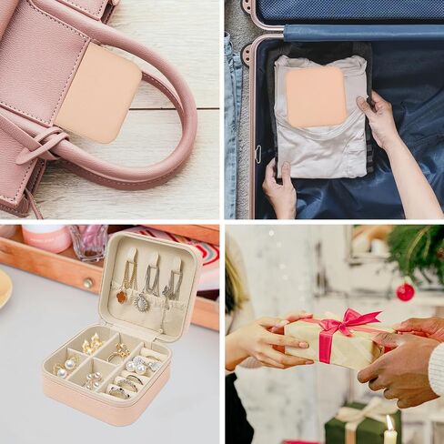 Travel Jewelry Case, Small Portable Organizer, Compact PU Leather Box for Rings, Earrings, Necklaces, Lipsticks, Gift for Women (Pink) in Saudi Arabia