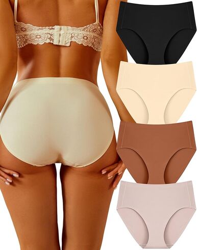 High Waisted Underwear for Women Lightweight No Show Panties Comfortable Full Coverage Briefs Seamless 4 Pack in Saudi Arabia