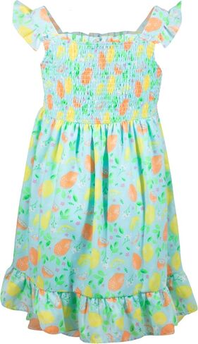 French Connection Girls All Over Print Soft Casual Dress - Flutter Sleeve Ruffle Floral Print Summer Sundress for Kids in Saudi Arabia