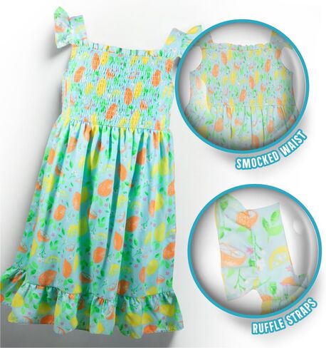 French Connection Girls All Over Print Soft Casual Dress - Flutter Sleeve Ruffle Floral Print Summer Sundress for Kids in Saudi Arabia