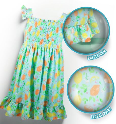 French Connection Girls All Over Print Soft Casual Dress - Flutter Sleeve Ruffle Floral Print Summer Sundress for Kids in Saudi Arabia