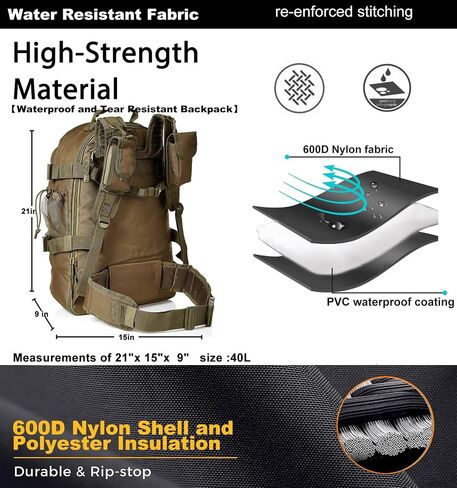 Miramrax Tactical Backpack Military Army Daypack - Assault Pack for Men Molle Backpacks Bug Out Bag 3 Day Pack for Hiking Camping Travel Hunting Rucksack Trekking Black in Saudi Arabia