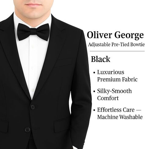 Oliver George Bow Ties for Men Solid Color Pre-Tied Adjustable Bow Tie Classic Formal Bowties for Wedding Suit Tuxedo in Saudi Arabia