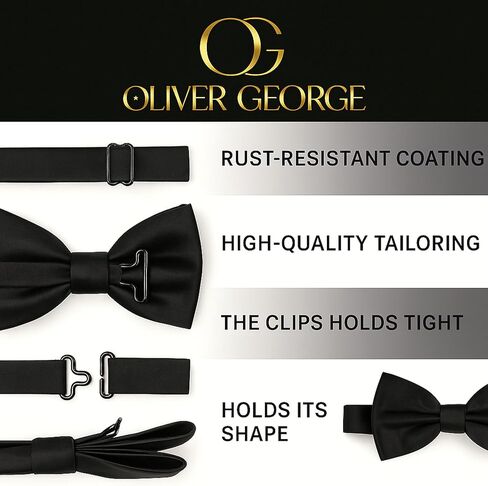 Oliver George Bow Ties for Men Solid Color Pre-Tied Adjustable Bow Tie Classic Formal Bowties for Wedding Suit Tuxedo in Saudi Arabia