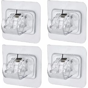 4PCS No Drill Curtain Rod Brackets, Self Adhesive Curtain Rod Holder Hooks, Nail Free Adjustable Curtain Rod Hooks Curtain Hangers Wall Mount Holder for Bathroom Kitchen Home Bathroom & Hotel