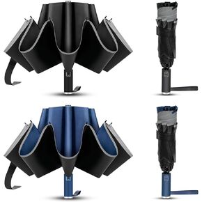 Vouuy 2 pack travel smybrella ، unbreakable 10 أضلاع ، مظلات مقاومة للرياح للمطر والشمس ، مظلة المطر العكسي التلقائي ، قابلة للطي للنساء الرجال