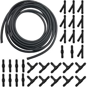 30 PCS Car Windshield Gasher Remer Kit ، و 13 قدمًا من خرطوم مختومة مرنة من المطاط ، مع موصلات خرطوم T-type من النوع T-type ، وملحقات التنظيف العالمية للسيارات سيارات سيارات الدفع الرباعي (أسود)
