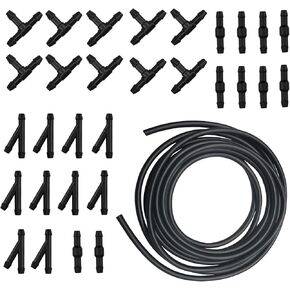 30 PCS Car Windshield Gysher Hose Kit ، 13.1 قدم خرطوم السوائل و T-T-type من النوع I-type من النوع I-type ، وتوصيل مضخة المياه ومجموعة تركيب الفوهة ، و Universa استبدال الملحقات للسيارة (أسود)