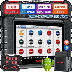 Autel Scanner MaxiDAS DS808S-BT PRO w/ 11pcs Adapters[$200], 2025 ECU Coding as MS906 Pro MP900BT MK900, Bidirectional Scan Tool, All-Sys, Up of DS808 DS708 MaxiPro MP808S MP808BT, 32+ Service, OS 11