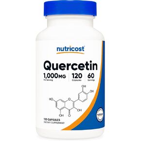 Nutricost Quercetin 1000mg ، 120 كبسولة - كبسولات نباتية ، 60 حصص ، 500 ملجم للفرد ، غير المعدلة وراثيا ، خالية من الغلوتين