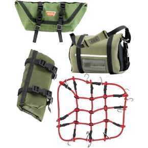 Crawler Car Decoration Simulation Decoration Mini Luggage Net/Simulation Decorative Package,Luggage,Sleeping Bag for 1/18 TRX4M 1/24 Axial SCX24 RC Crawler Accessories,Pitch Green