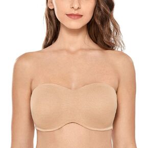 DELIMIRA Women's Strapless Bra Minimizer Seamless Underwire Unlined Bandeau for Big Bust