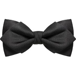 Mens Black Bow Tie Matte Satin Silk Adjustable Solid Pre-tied Bow Ties for Men with Gift Box