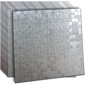 XUANINY Self-Adhesive Metal Backsplash, Peel and Stick Tile for Kitchen Brushed Aluminium Surface Backsplash (10 Printed Purple)