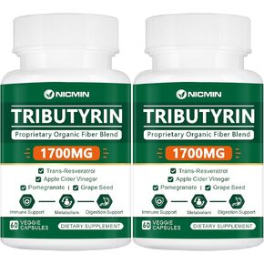 ملحق Tributyrin - ملحق صحة الأمعاء الممتازة للأمعاء المتسرب 120 كبسولة