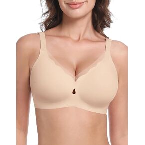LUCKMEEY Bras for Women No Underwire Wireless Mesh Seamless T-Shirt Bra Full Coverage Push up Comfortable Everyday Bra