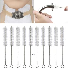 Tracheostomy Cleaning Brushes, 10pcs Bendable Trach Tube Brush Nylon Bristle Pipe Tube Cleaning Brush for Tracheostomy Supplies (0.8in)
