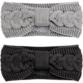 DRESHOW Women Warm Knitted Headband Winter Ear Warmer Crochet Head Wraps Thick Fleece Lining Hair Bands