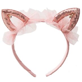 Adorable Kids Girl Sequins Lace Cat Ear Hair Hoop Headband Party Costume Accessory Baby Toddler Headbands Cute Ears Elastic Hair Clip Baby Hair Accessories Hair Band