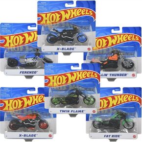 Hot Wheels Street Power Collectible Motorcycle - Complete Set of 6 ~ X-Blade, Fat Ride, Ferenzo, Thunder Chopper, Twin Flame Cruiser and Light Frame