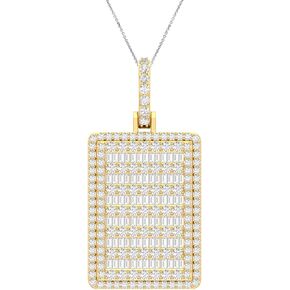 Star Dog Tag Bunny Pendant for Men Round Moissanite Hip Hop 14k Gold Plated 925 Sterling Silver (Color D, VVS1)