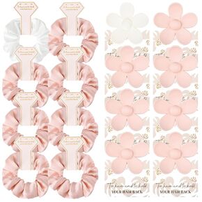 DEEKA 16 Pcs Bridesmaid Proposal Gifts Set Flower Hair Claw Clips with Floral Card & Satin Scrunchies Proposal Box Bridal Party Gift Bridesmaids Bachelorette Party Favors (White&Burgundy)