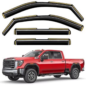 in-Channel Window Rain Guards Compatible with Chevy Silverado/GMC Sierra 2500HD/3500HD 2020-2025 Crew Cab Vent Visors Window Visors Window Deflectors Vent Shades Car Accessories-4 pcs