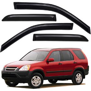 Lightronic Extra Date Outso Auto Vent Window Revor ، Fits 2002-2006 Honda CR-V (CRV) ، واقي أمطار الحماية من الأشعة فوق البنفسجية ، وينحرف النافذة الأصلية ، وتثبيت سهلة الحفر ، والدخان الداكن ، و 4-PCS