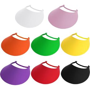 SUMERSHA 8Pcs Foam Sun Visors for Women Summer Sun Protection Hat Adjustable Soft Visors with Coil Bands - for Beach Outdoor Sports, Assorted Colors Multi
