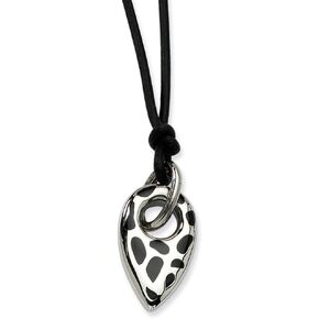 Solid Stainless Steel Black Resin Pendant 2 Inch Ext Necklace
