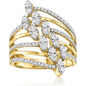 Ross-Simons 1.00 CT. T.W. حلقة Navette متعددة الصفوف الماسي في الذهب 18kt على الجنيه الاسترليني