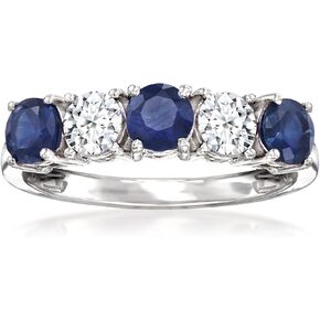 Ross-Simons 0.80 ct. t.w. Sapphire and .50 ct. t.w. Lab-Grown Diamond Ring in 14kt White Gold