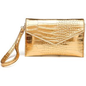 Small Envelope Clutch Purse for Women Leather Handbag Wallet Evening Bag with Detachable Wristlet Strap