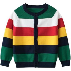 Boys' Long Sleeve Cardigan Sweater Soft Brushed Fleece Button Closure Sweatshirt for Boys 2-10 Years