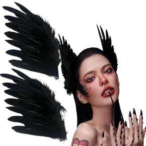 ASVNRES 2Pcs Black Feather Hair Clip for Women Headpiece Halloween Crow Costume Supplies, Artificial Swan Hairpin Headwear Ballet Style Hairgrip Hair Accessories Hairpin Headwear (Jet black)