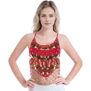 Munafie Belly Dance Top - أعلى أزياء قابلة للتعديل للعروض الاحترافية و Cosplay Hot Red