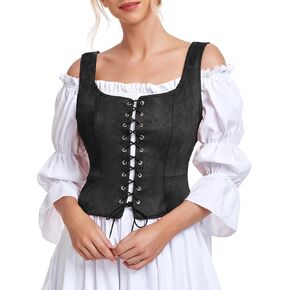 American Trends Renaissance Costume Women's Pirate Corset Vest Medieval Corsets Top Steampunk Gothic Tank Top