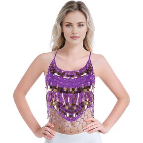 MUNAFIE Belly Dance Top - Adjustable Costume Top for Professional Performances & Cosplay Purple