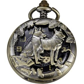 Tiong Bronze Single Single Eagle Design Watch الجيب الميكانيكي ، حركة الجيب الرقمي الروماني للرجال الروماني